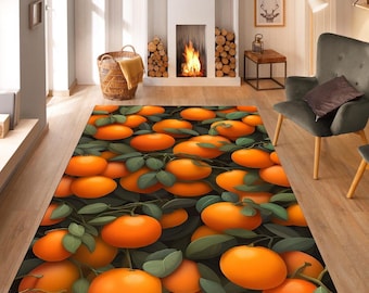 Fruit Themed Rug, Kitchen Decor Rug, Fresh Rug, Orange Rug, Home Decor, Kitchen Design, Vibrant Color Rug, Gift For Wife, Housewarming Gift