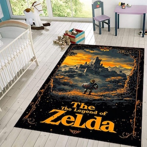 Zelda Legend Rug, Gaming Area Rug, Zelda Game Rug, Gamer Gifts, Game Room Rug, Home Decor Rug, Gamer Room Decor, Non-Slip Rug, Modern Rug