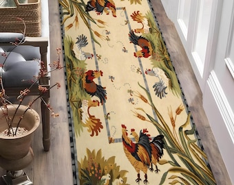 Runner Rug, Chicken Kitchen Rug, Dining Room Rug, Machine Washable Rug, Home Decor, Kitchen Decor, Gift Rug, Animal Themed Rug, Modern Rug