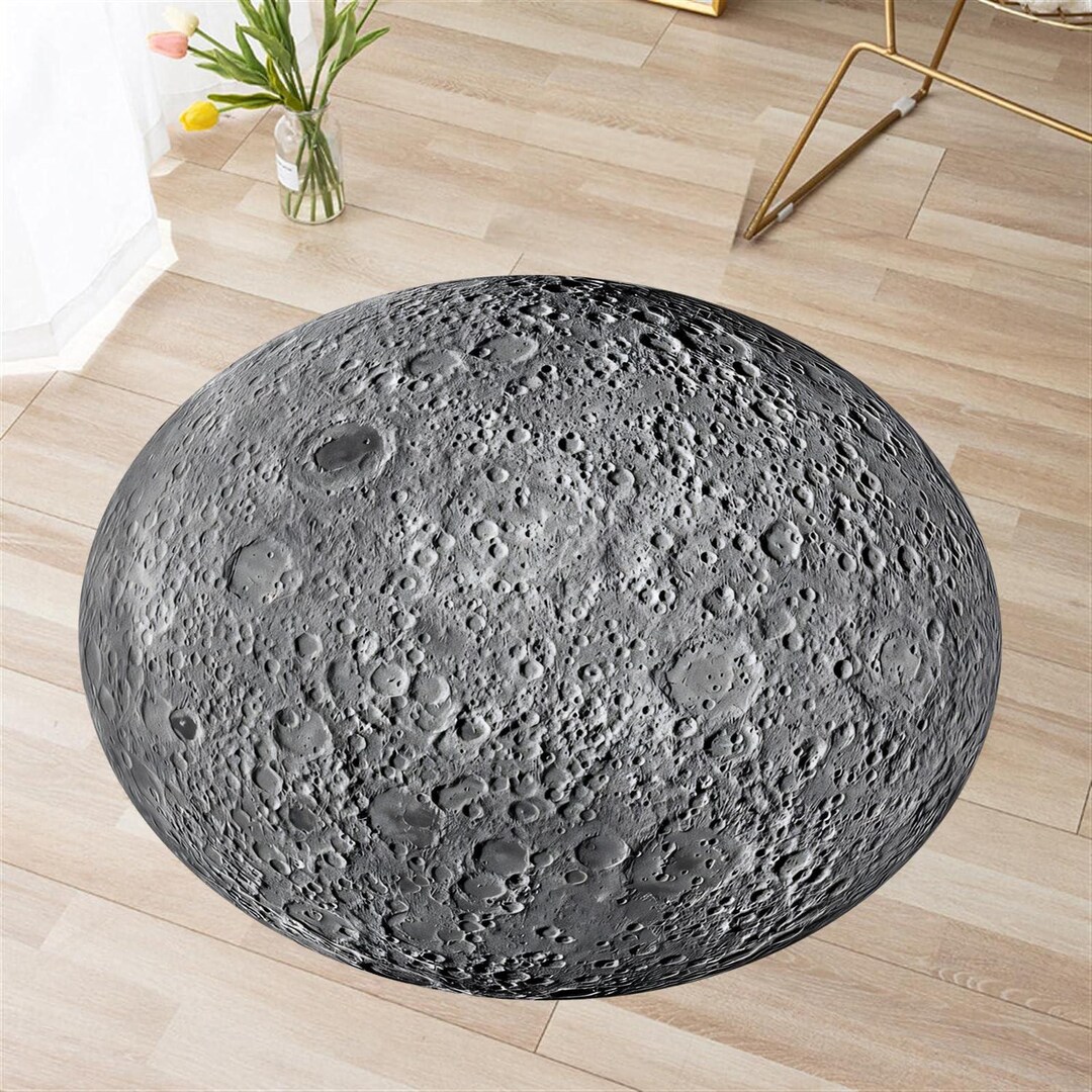 Space Round Rug Round Rug, 3D Moon Rug, Space Themed Rug, Boys Room, Office Rug, Kids ...