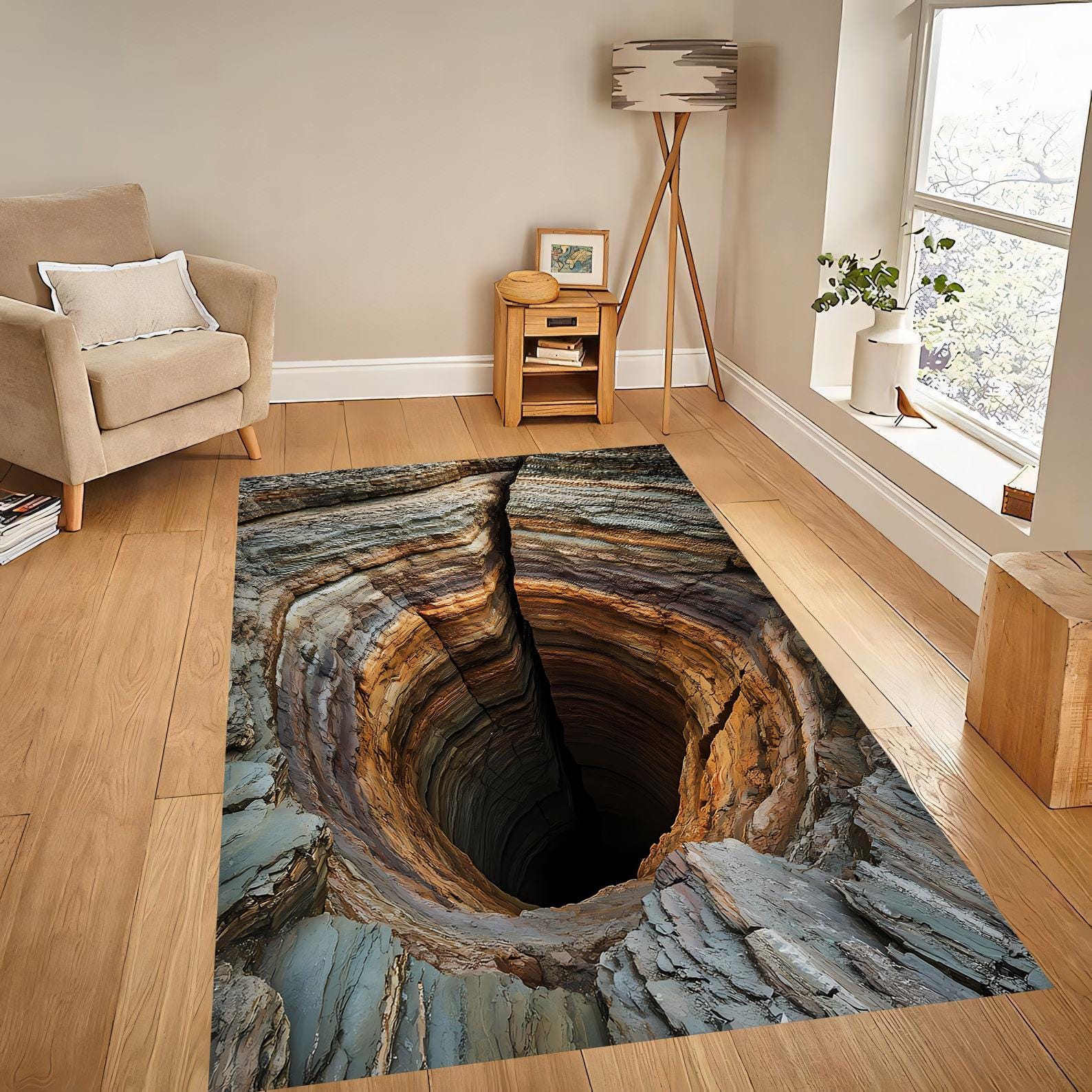 3D Illusion Rug: Deep Hole Design, Gaming Room Decor - Etsy