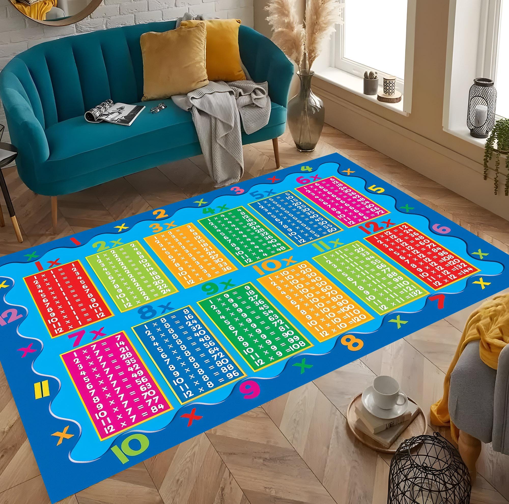 Multiplication Table Rug: Colorful Kids Room Decor, Math Learning - Etsy