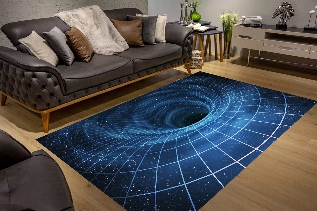 3D Vortex Illusion Rug: Space Hole Design, Cotton Blend, 19.7x27.5 Inch ...
