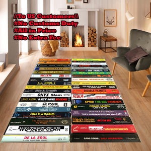 90s Hip Hop Music Rug: Radio Stickers Design