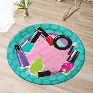 Round Rug, Makeup Rug, Make-Up Decor, Girls Room Decoration, Girls Gift, Birthday Gift, Office Rug, Gift For Her, Colorful Rug, Cool Rug