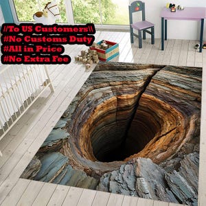 3D-illusievloerkleed: ontwerp met diepe gaten, speelkamerdecoratie