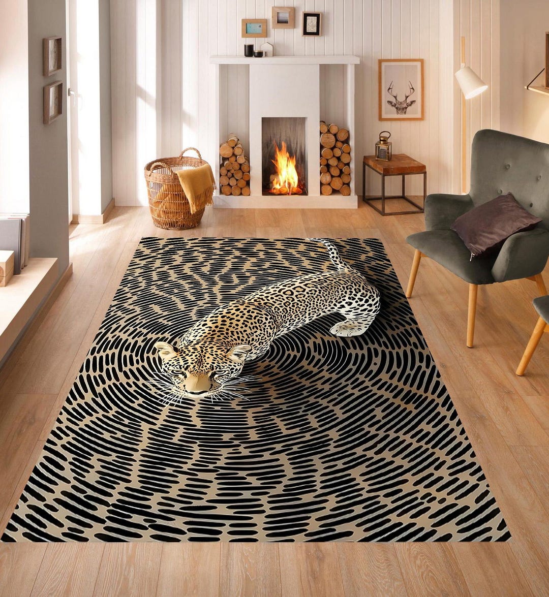 3D Cheetah Optical Illusion Rug: Modern Animal Print Decor - Etsy