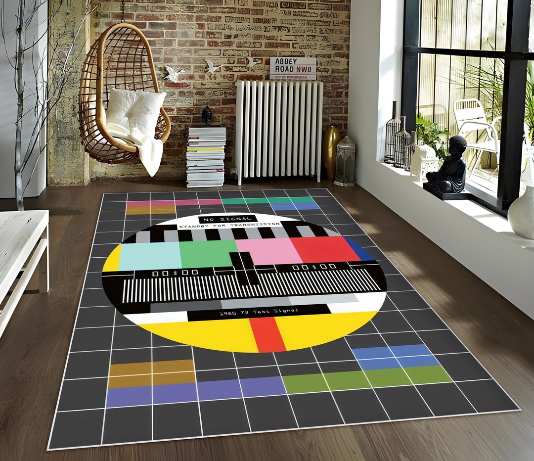 Retro 1980s TV Test Pattern Rug: Media Room Decor - Etsy UK