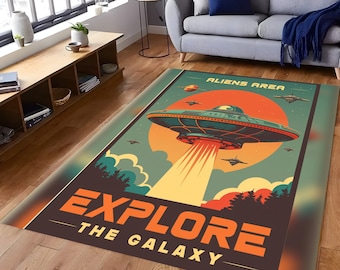 Green Alien Head Wool Rug - Space Decor (34x28 Inches) - Etsy
