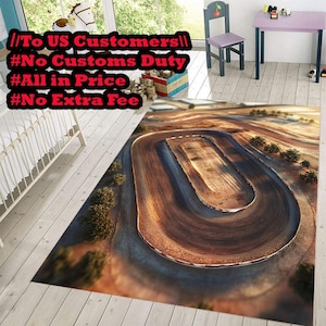 3D-racebaankleed: kinderautospeelmat, jongenskamerdecoratie
