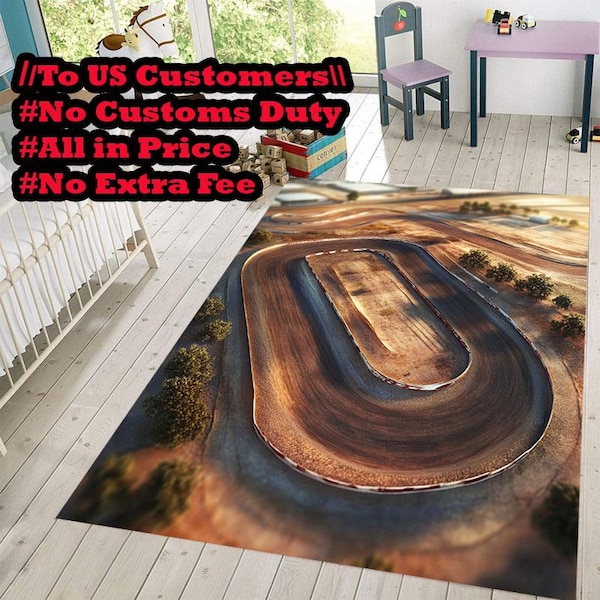 3D-racebaankleed: kinderautospeelmat, jongenskamerdecoratie