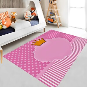 Custom Princess Rug: Pink Personalized Kids Room Decor