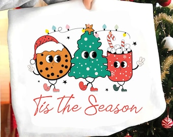 Retro Tis the season Christmas png, Santa Claus png, Holiday Sublimation Design, X-Mas Clipart