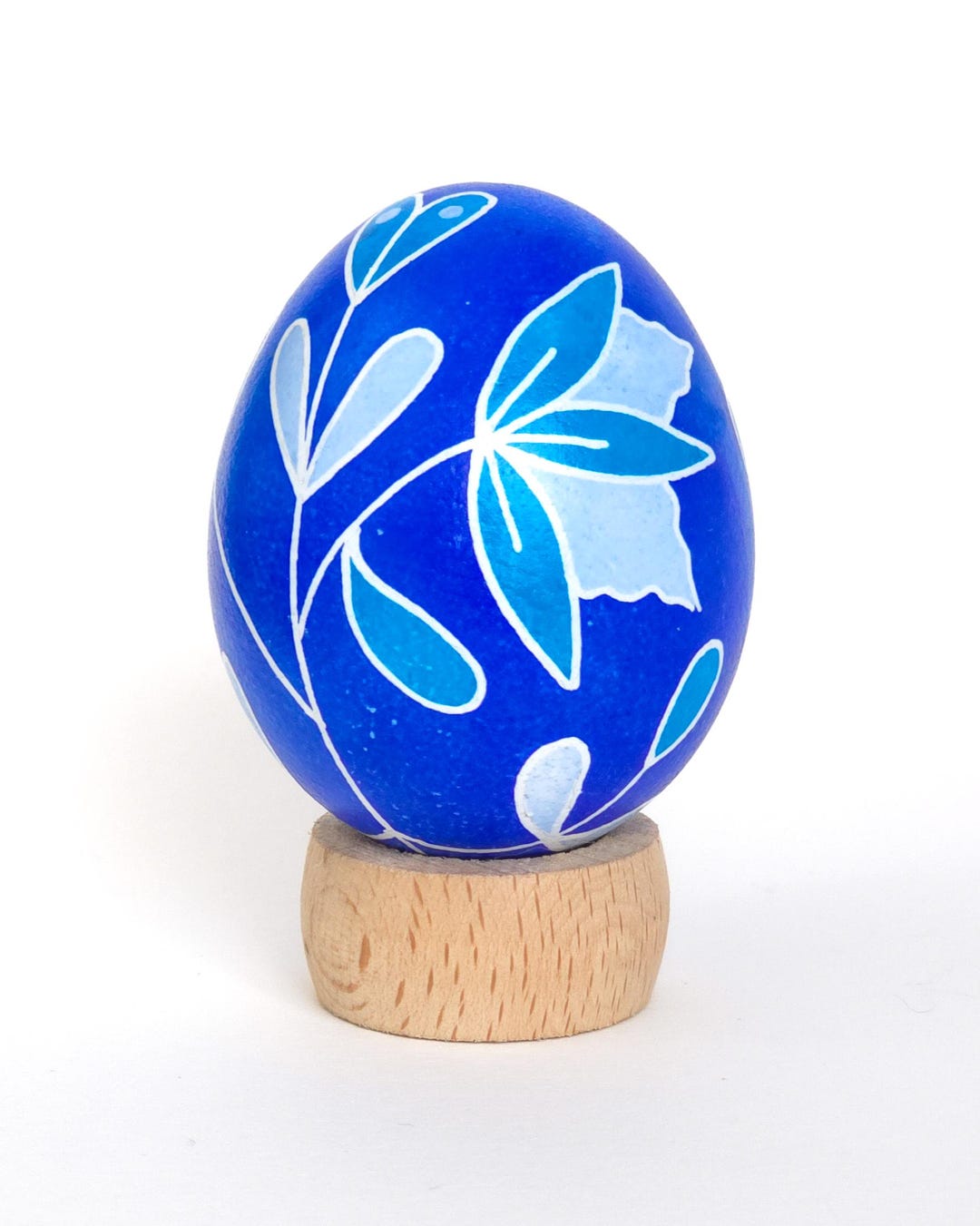 Handmade Ukrainian Pysanka Egg | Batik Folk Art Decor (blue Floral) - Etsy