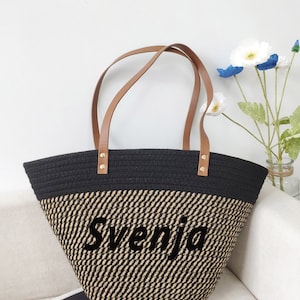 rope woven bag retro straw bag Large capacity cotton