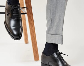 Oksfordy Czarne Cap Toe Buty wizytowe dla mężczyzn, Czarne buty formalne, Czarne buty wizytowe, Wygodne buty