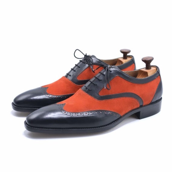 Black and red Suede Leather Formal Shoes for Men's Designer Shoes, Men's Dress Shoes Black and red Suede Leather Formal Shoes for Men's Designer Shoes, Men's Dress Shoes