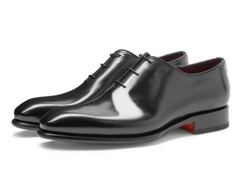 Wholecut Black Patent Shoes for Men's Black Dress Shoes, Men's Formal Shoes