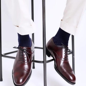 black and burgundy dress shoes Good Year Welted Men Burgundy, Black Shaded Oxford Whole Cut Lace Up Formal Shoe