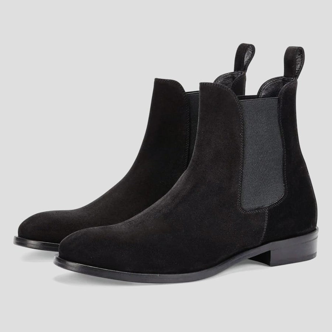 Black Suede Chelsea Boots for Men's Black Leather Boots, Black Ankle ...