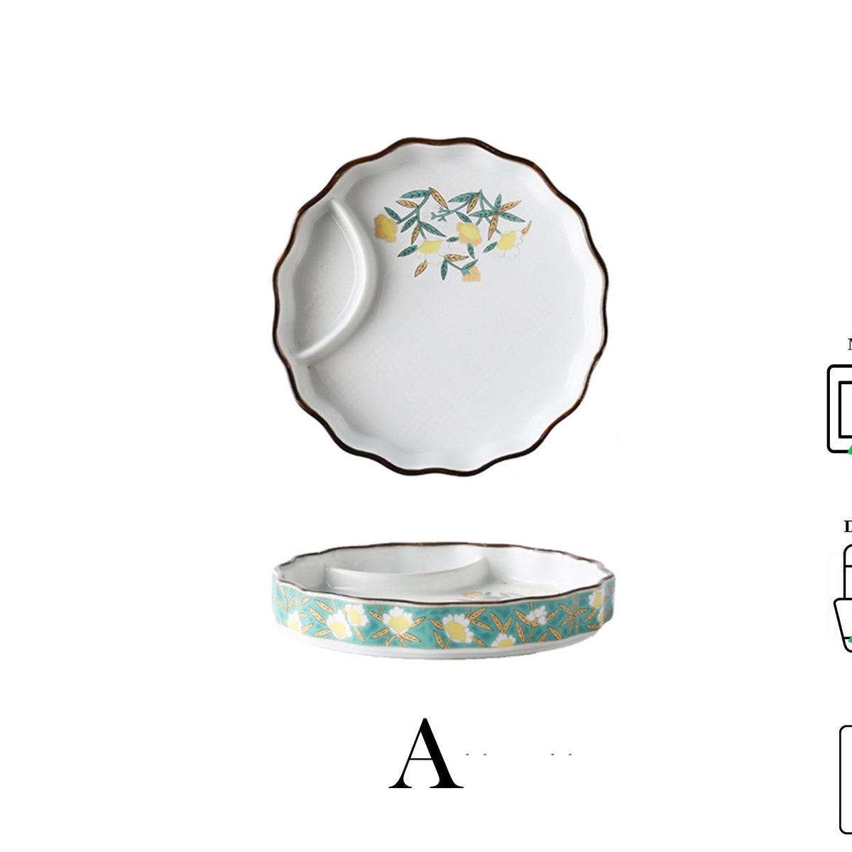 Round Japanese Style Floral Pattern Dumpling Plate With Sauce Holder Asian Porcelain Divided Sushi Tray Plate for Christmas - Etsy