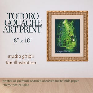 Totoro Gouache Art Print 8&quot;x10&quot;, Studio Ghibli Inspired Illustration