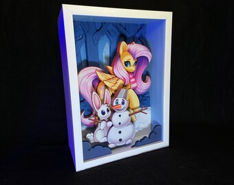 Fluttershy | My Little Pony | Shadow Box | Winter | Snowman