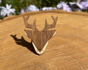 Deer Wooden Brooch