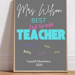 PRESENTE DE AGRADECIMENTO AO PROFESSOR - Cartaz/cartão personalizado em estilo quadro-negro é perfeito para seu professor favorito ou para dar como um presente memorável para a turma!