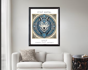 WOLF ART- Spirit Animal Wolf Tarot Card Style art is a stunning art print perfect for spirit animal lover's! Great gift for a friend!