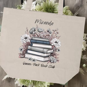 PERSONALIZED BOOK CLUB Tote Bag- Customize this beautiful bag with your name and book club name! Would make a great gift or club purchase!