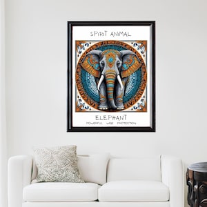 ELEPHANT ART- Spirit Animal Elephant Tarot Card Style art is a unique art print perfect for spirit animal lover's! Great gift for a friend!