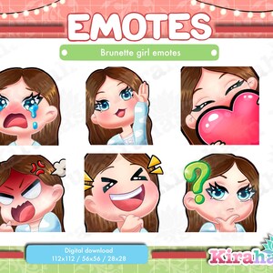 BRUNETTE GIRL EMOTES | Discord | Twitch | Pack of cute brunette girl emotes