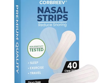CorBreev Clear Nasal Strips (40 Pack) – Snoring & Congestion Relief