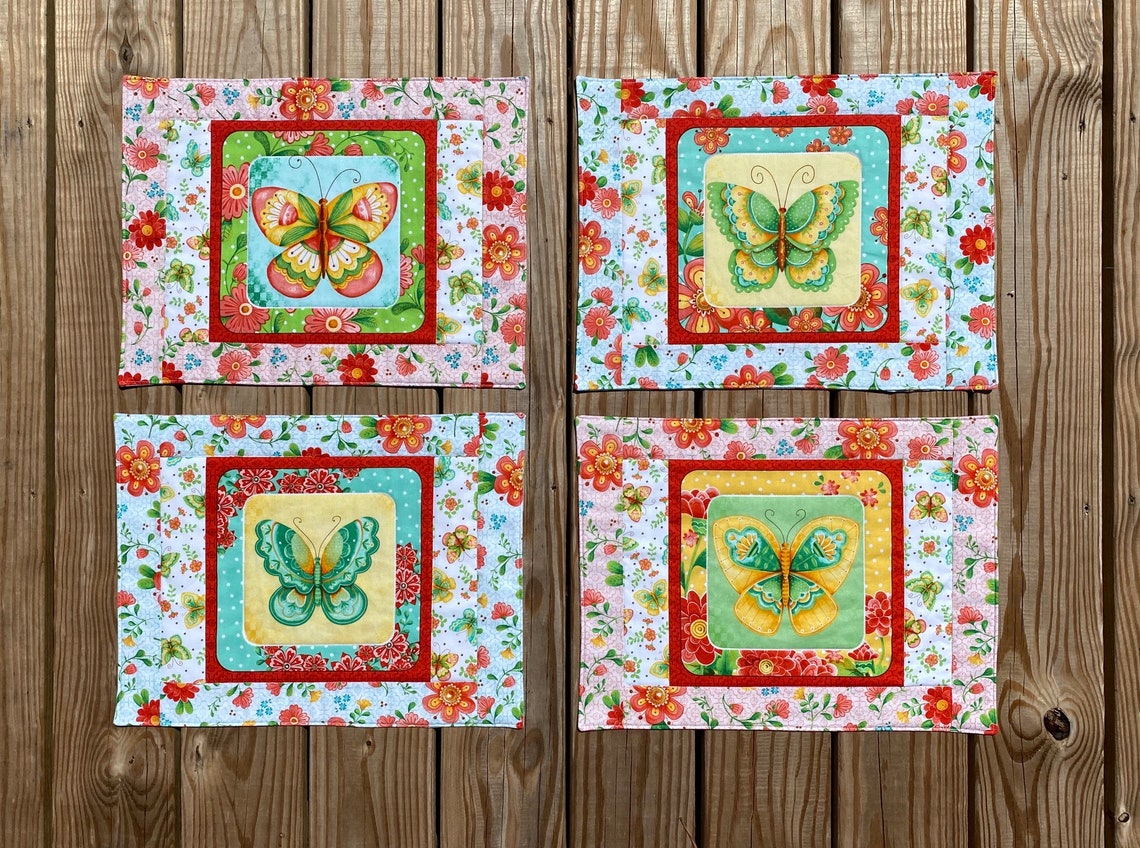 Quilted Butterfly Placemat Set of 4 Etsy