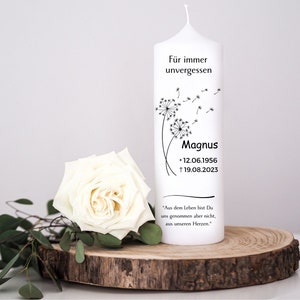 Dandelion Mourning Candle, Memorial Candle Mourning, Personalized Mourning Candle