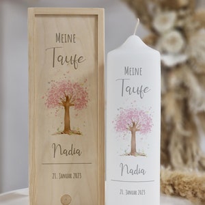 Baptismal candle tree of life pink, baptismal candle girl, personalized baptismal candle with name and baptismal saying, baptismal candle modern