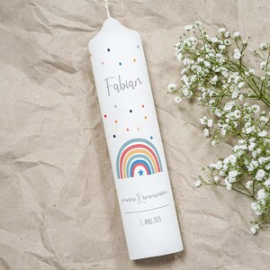Personalized communion candle rainbow with star, communion candle with saying, blessing candle, individual candle, religious candle