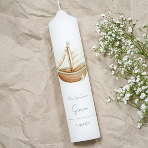 Personalized Communion Candle Boat - Green, Communion Candle with Saying, Blessing Candle, Individual Candle, Religious Candle