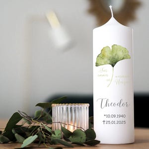 Gingko Mourning Candle, Memorial Candle Mourning, Personalized Mourning Candle, Mourning Light