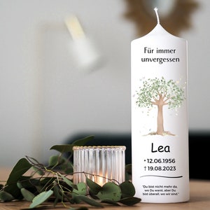 Mourning candle tree of life green, memorial candle mourning, personalized mourning candle