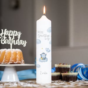 Birthday candles children, penguin heart balloon - boy, birth candle, birthday candle personalized, candle birthday, life candle