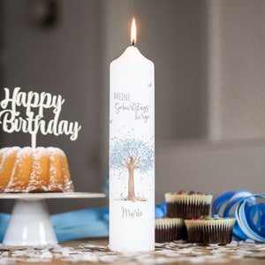 Birthday candle tree of life - blue, birth candle, birthday candle children, personalized, candle birthday, life candle, unique candle