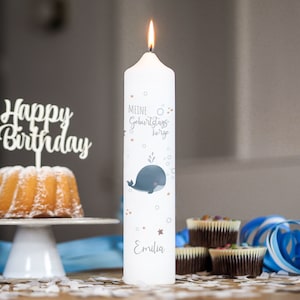 Birthday candle, whale motif, birth candle, birthday candle children, personalized, candle birthday, life candle, unique candle