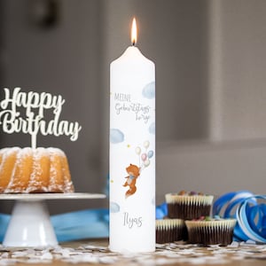 Birthday candle fox with balloon - boy, birth candle, birthday candle children, personalized, candle birthday, life candle