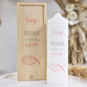 Baptismal candle fish pink, baptismal candle modern, baptismal candle girl, personalized baptismal candle, child blessing candle, stylish baptismal candle