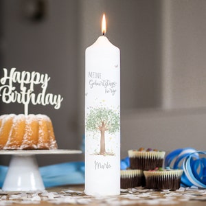 Birthday candle tree of life - green, birth candle, birthday candle children, personalized, candle birthday, life candle, unique candle
