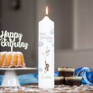 Birthday candle monkey with balloon - boy, birth candle, birthday candle children, personalized, candle birthday, life candle