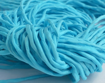 TURQUOISE Silk Cords, Hand Dyed Hand Sewn Strings Turquoise Blue Cording Qty 1 to 25 Cords 2-3mm Jewelry Making Craft Stringing Supplies