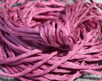 Raspberry Pink Silk Cords, Hand Dyed Silk Strings 3 Yards 3-4 mm Silk Cords, 3mm cords 4mm cords